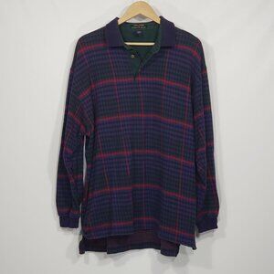 Vintage Colours by Alexander Julian  Plaid Long Sleeve Polo  Men's XL